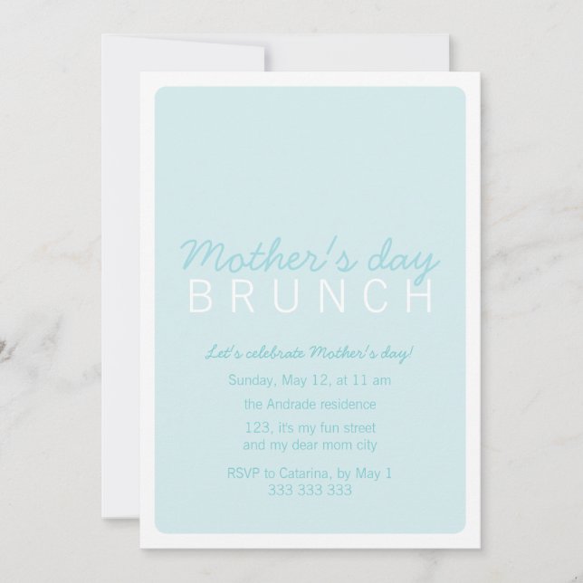Invitación El día de la madre brunch azul Personalizable comp (Anverso)