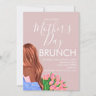 Invitación El Día de la Madre Brunch Floral Rubor Pink