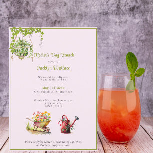 Invitación El día de la madre Brunch Watering Can Wheelbarrow