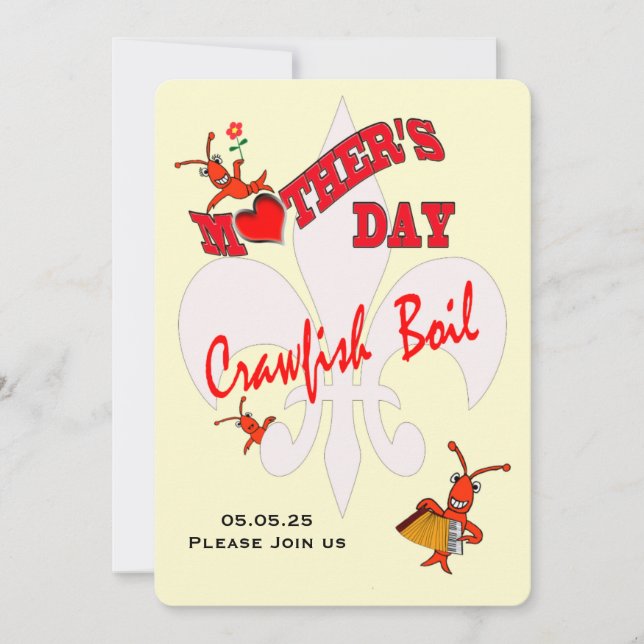 Invitación El día de la madre hierve el cangrejo (Anverso)