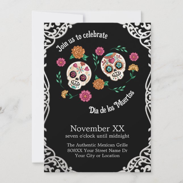 Invitación El día de las calaveras azucareras muertas y las f (Anverso)
