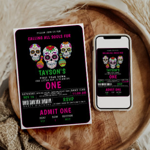 Invitación El día de los cráneos del azúcar Día Fiesta de cum