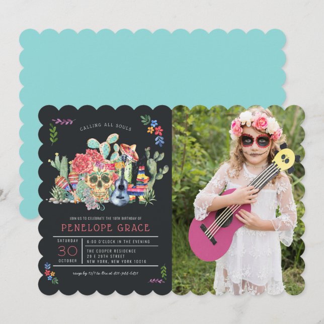 Invitación El día de los cumpleaños muertos por el derrumbe d (Anverso / Reverso)