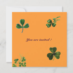 Invitación EL DÍA DE SAINT PATRICK FIESTA shamrock, naranja,