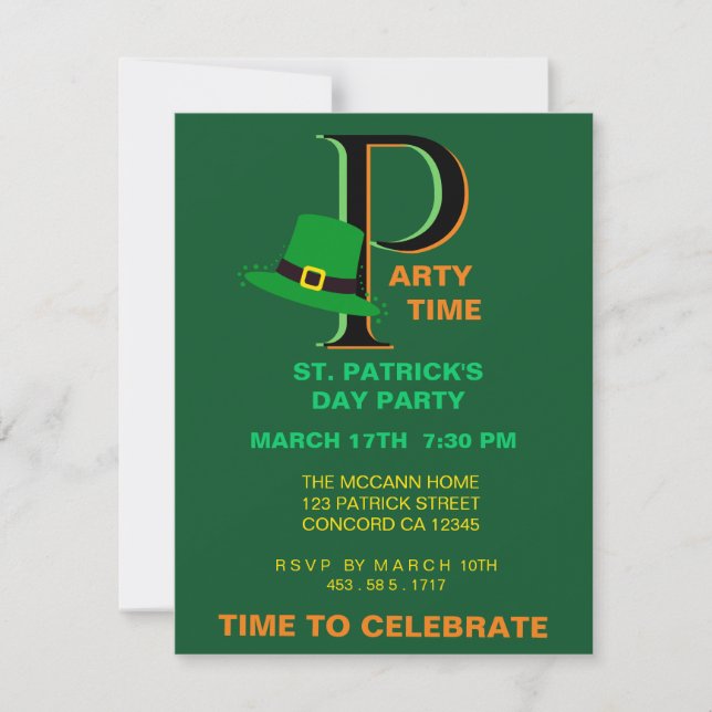 Invitación El día de San Patricio es tiempo de celebrar (Anverso)
