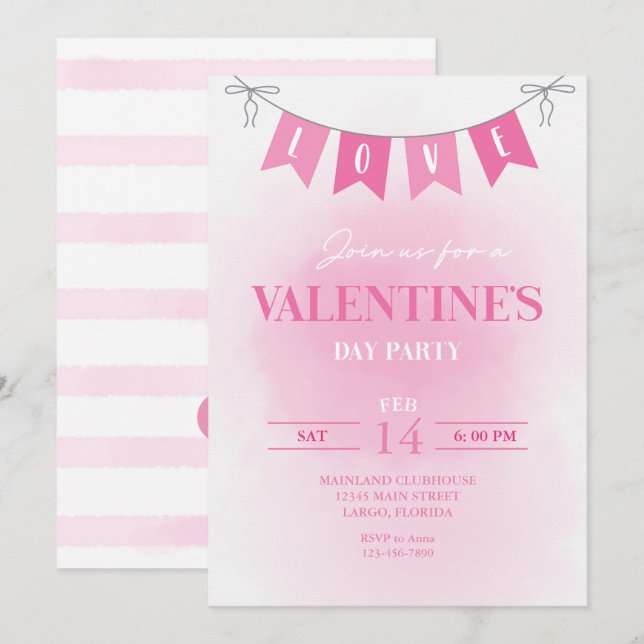 Invitación El día de San Valentín Amor Banner Fiesta de acuar (Anverso / Reverso)