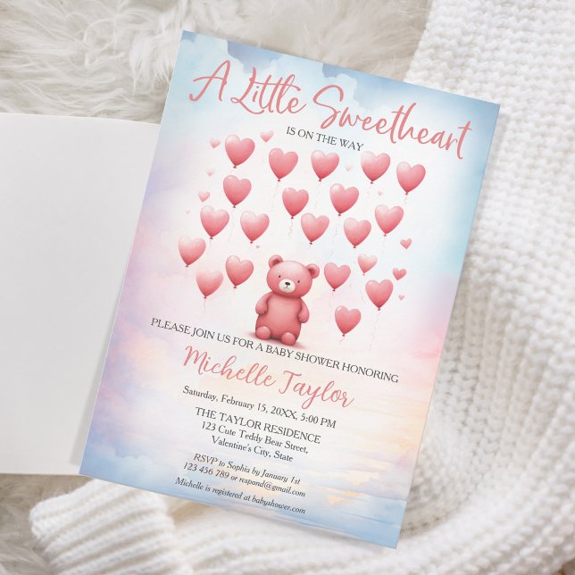 Invitación El día de San Valentín bebé ducha oso lindo amor (Subido por el creador)