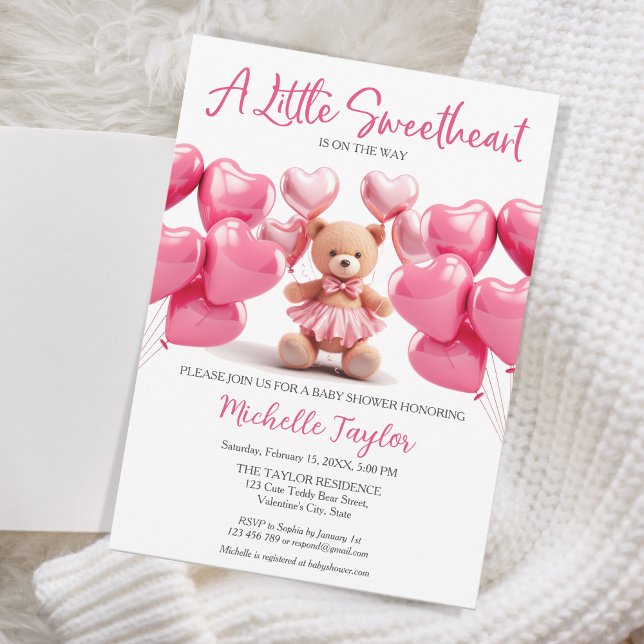 Invitación El día de San Valentín bebé ducha oso lindo amor (valentine's bear baby shower)
