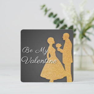 Invitación El día de San Valentín Card Golden Silhouette Desi