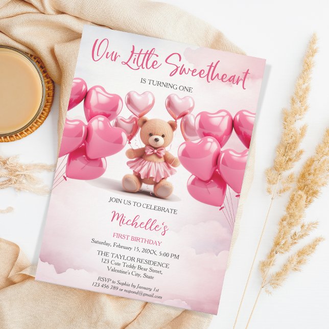 Invitación El día de San Valentín Cariño Corazón Rosa Teddy O (Subido por el creador)