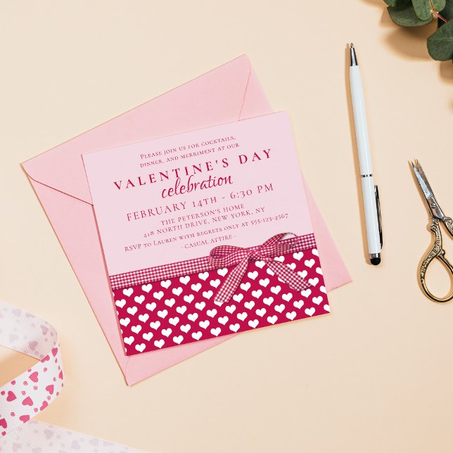 Invitación El día de San Valentín Celebración Red Bow (Subido por el creador)