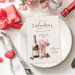 Invitación El día de San Valentín Champagne Fiesta