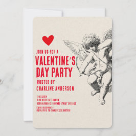 Invitación El día de San Valentín Cupido Fiesta dibujado a ma