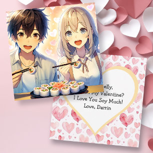 Invitación El día de San Valentín Cute Anime Sushi Pun
