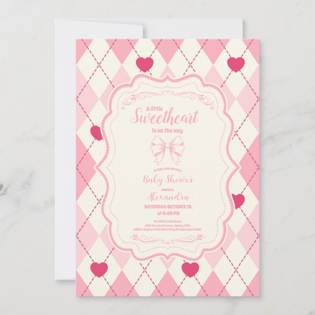 Invitación El día de San Valentín Cute SCariño Baby Shower (Anverso)
