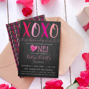 Invitación El día de San Valentín de abrazos y besos (XOXO)