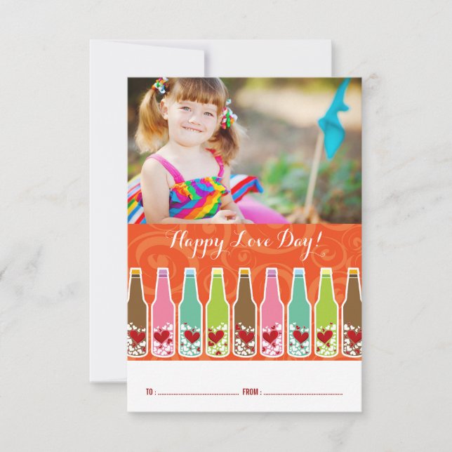 Invitación El día de San Valentín De Aula De Botellas De Love (Anverso)