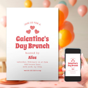 Invitación El día de San Valentín de brunch del día de Retro 