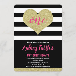 Invitación el día de San Valentín de corazón de oro negro ros