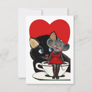 Invitación El día de San Valentín de época, corazón de la Cop