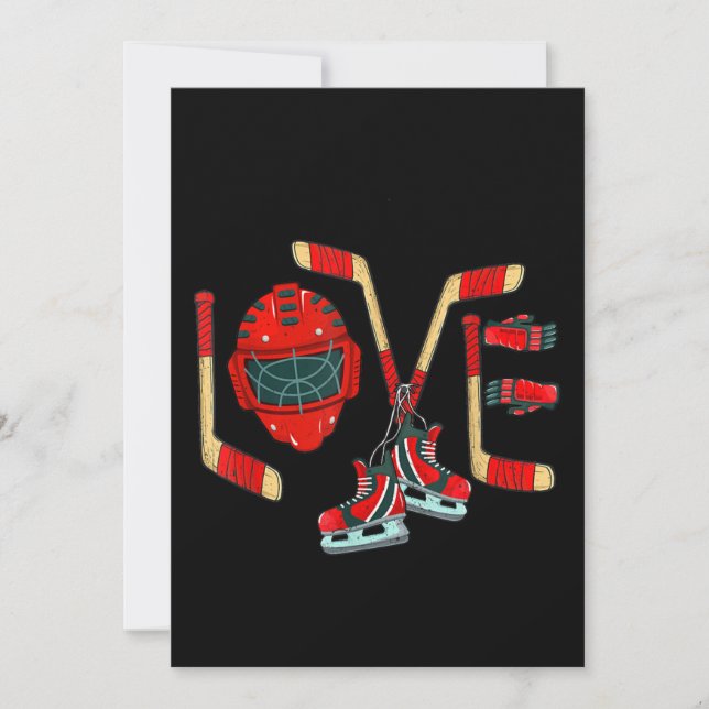 Invitación El Día de San Valentín de hockey sobre hielo ama a (Anverso)
