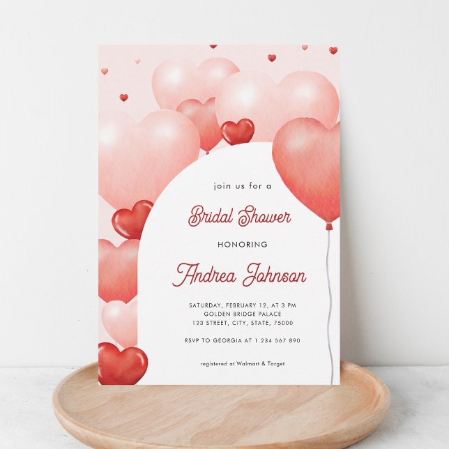 Invitación El día de San Valentín de los globos rojos rosados (Subido por el creador)