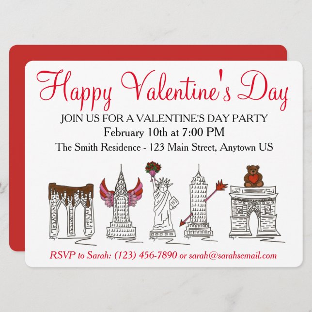 Invitación El día de San Valentín de monumentos de la ciudad  (Anverso / Reverso)