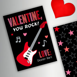 Invitación El día de San Valentín de niños de guitarra roja d