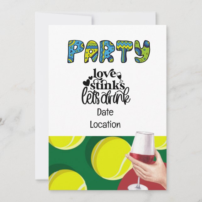 Invitación El día de San Valentín de Tennis Payer Wine Aovers (Anverso)