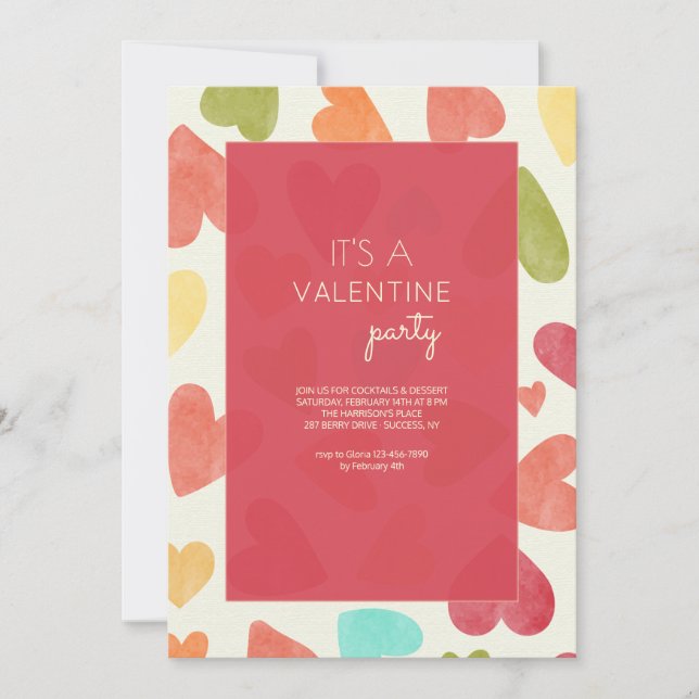 Invitación El día de San Valentín del patrón de amor (Anverso)