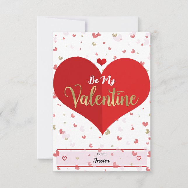 Invitación El día de San Valentín digital de oro rojo rosado  (Anverso)