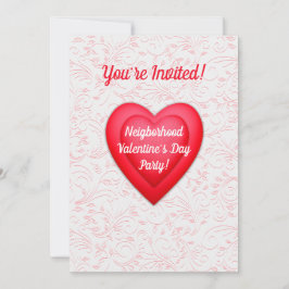 Invitación El día de San Valentín Fancy Red Hearts Personaliz