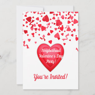 Invitación El día de San Valentín Fiesta Corazones Confetti P