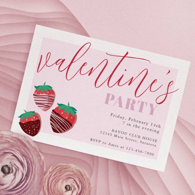 Invitación El día de San Valentín Fiesta de fresas de chocola (Subido por el creador)