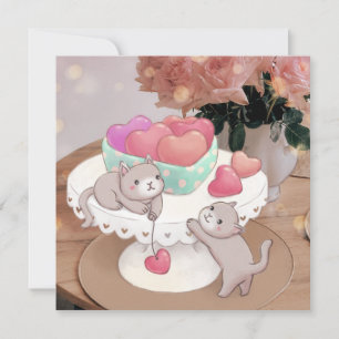 Invitación El día de San Valentín: Gatos, Cookies del Corazón