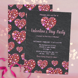 Invitación El día de San Valentín Gemstone Hearts de Lujo
