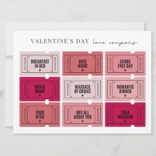 Invitación El día de San Valentín Love Coupons   Imprimir o d