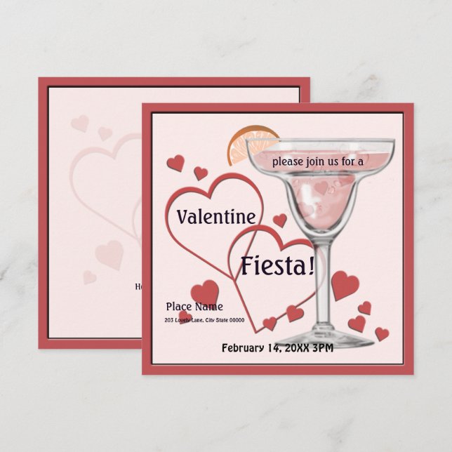 Invitación El día de San Valentín Margarita Fiesta (Anverso / Reverso)