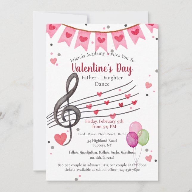 Invitación El día de San Valentín Padre Hija Dance (Anverso)