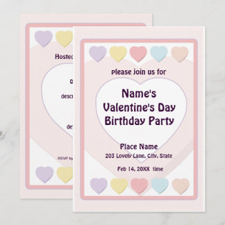 Invitación El día de San Valentín Pastel Fiesta de Cumpleaños