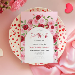 Invitación El día de San Valentín Pink Floral Arch Cumpleaños