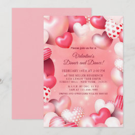Invitación El día de San Valentín Pink Heart Ballon