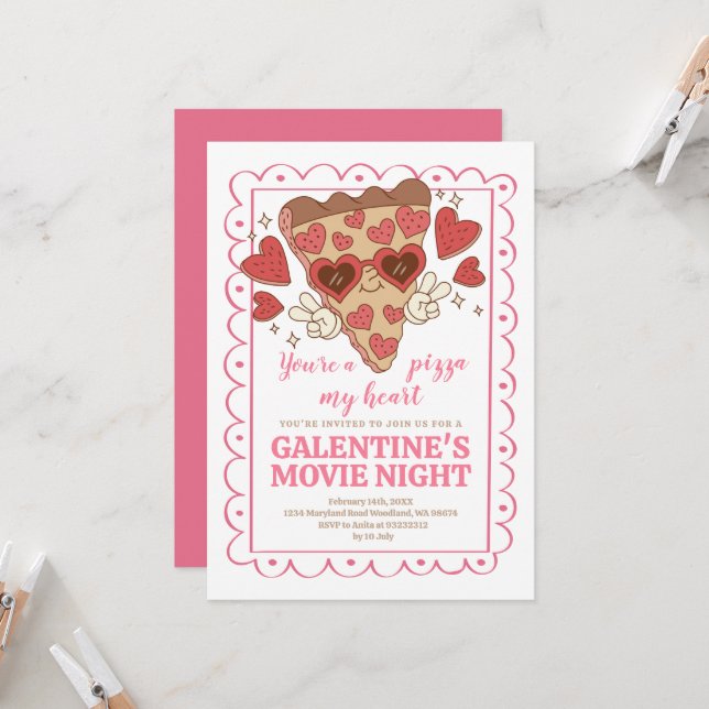 Invitación El día de San Valentín Pizza Fiesta (Anverso/Reverso In Situ)