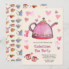 Invitación El día de San Valentín retro Galentines Tea Fiesta