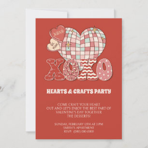 Invitación El día de San Valentín rojo xoxo Corazones y artes