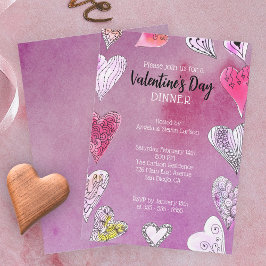 Invitación El día de San Valentín Romántico Doodle Watercolor