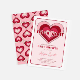 Invitación El día de San Valentín rosa Chica de corazón Baby