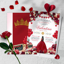 Invitación El día de San Valentín Roses Rojas Dulce 15 Quince