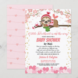 Invitación El día de San Valentín Sloth Baby Shower Por Corre