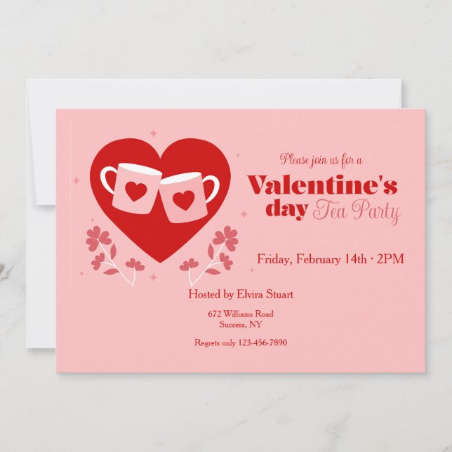 Invitación El día de San Valentín Tea Fiesta (Anverso)
